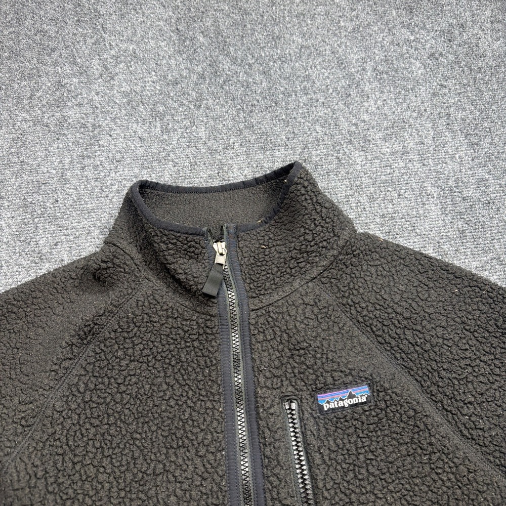 Patagonia Los Gatos Full Zip Jacket Women's Large Black Fuzzy Sherpa Deep Pile